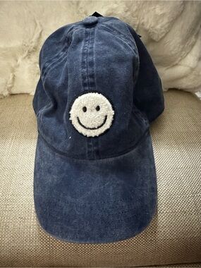 David $ Young Women’s Navy Smiley Patch Baseball Cap Denim fabric